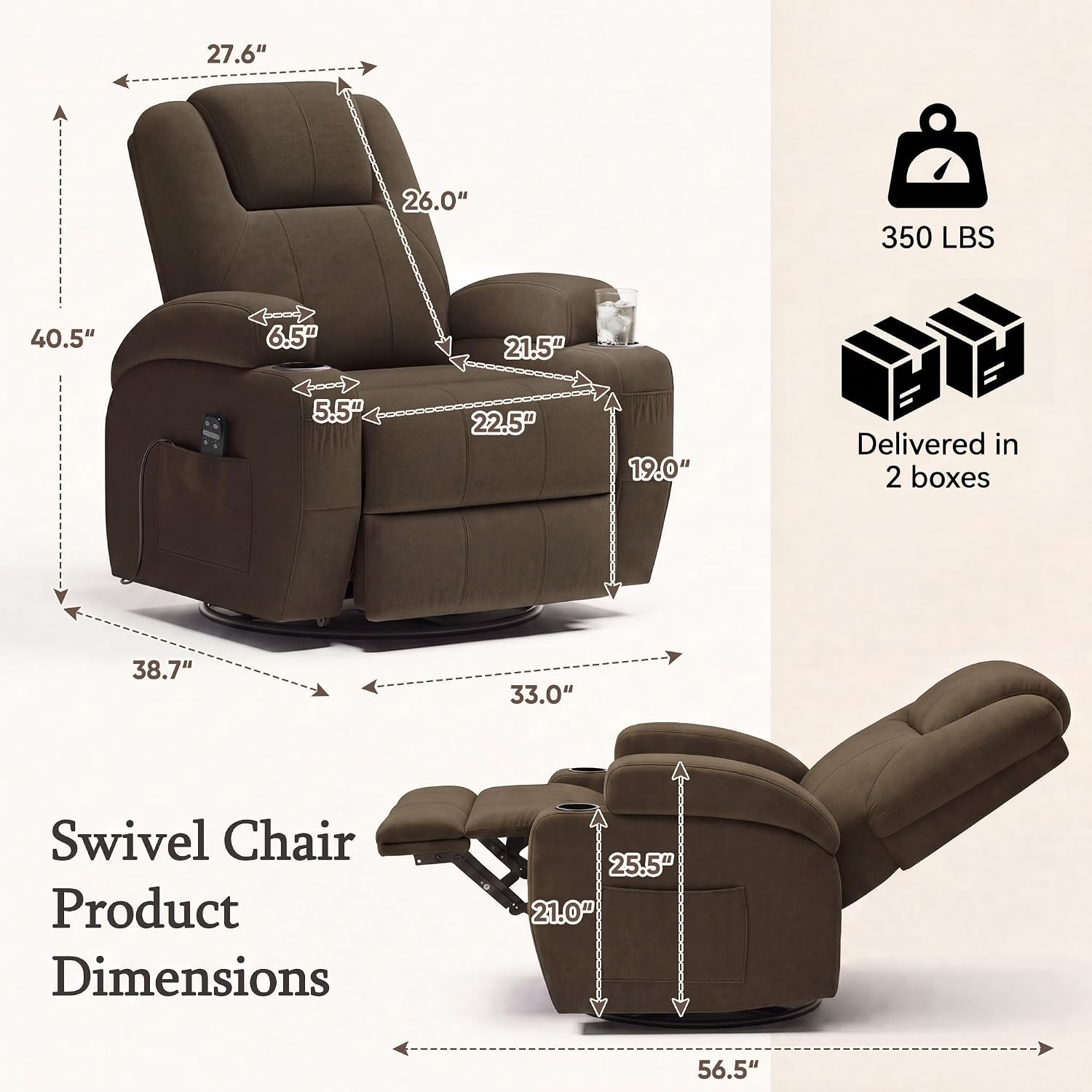 Flamaker Rocking Chair Recliner Chair with Massage, Rocking Chair Nursery