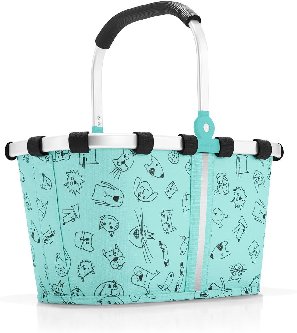 Reisenthel Carrybag XS Kids Shopping Basket 33.5 x 18 x 19.5 cm / 5 litres, Cats and Dogs Mint, 19.5 x 33.5 x 18 Centimeters, BAG