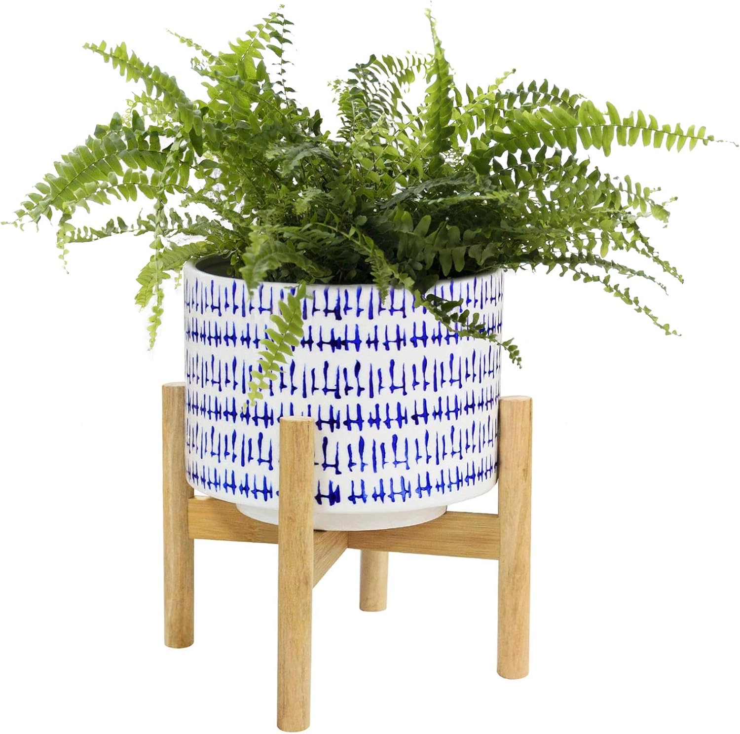 LA JOLIE MUSE Ceramic Planter with Wood Stand