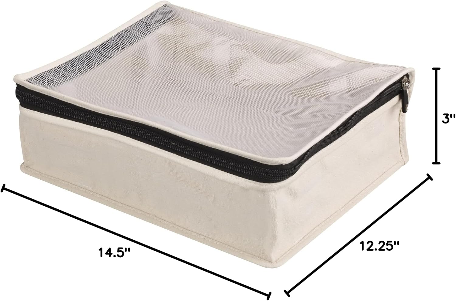 Household Essentials Canvas Sweater Storage Bags, 2-Pack, Breathable Cotton, Under-Bed Zippered Storage with Clear Top Window, Stackable, Cedar Insert Compatible (Not Included), Natural