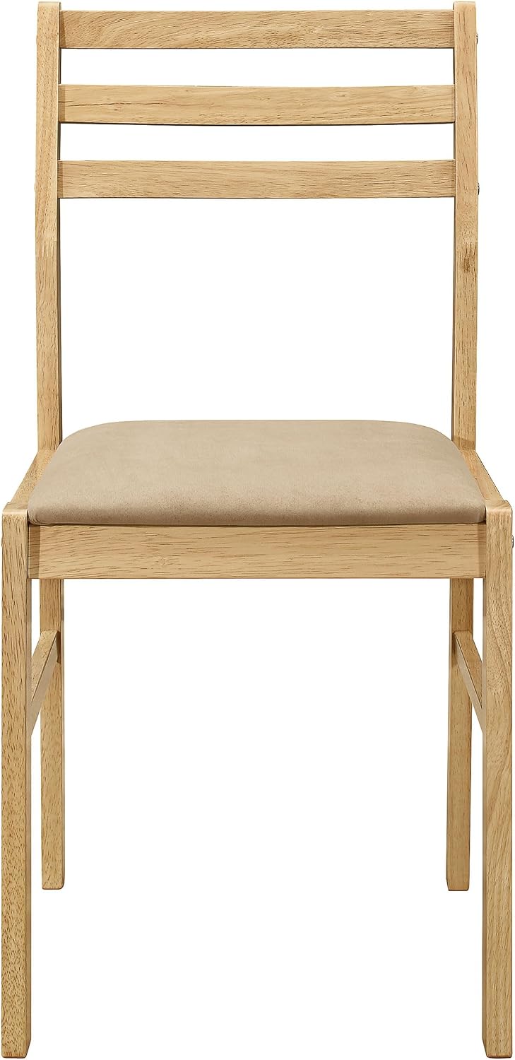 Coaster Home Furnishings 3-Piece Round Wood Dining Room Set Drop Leaf Extension Table Ladder Back Side Chairs Upholstered Seat Cushions Beige and