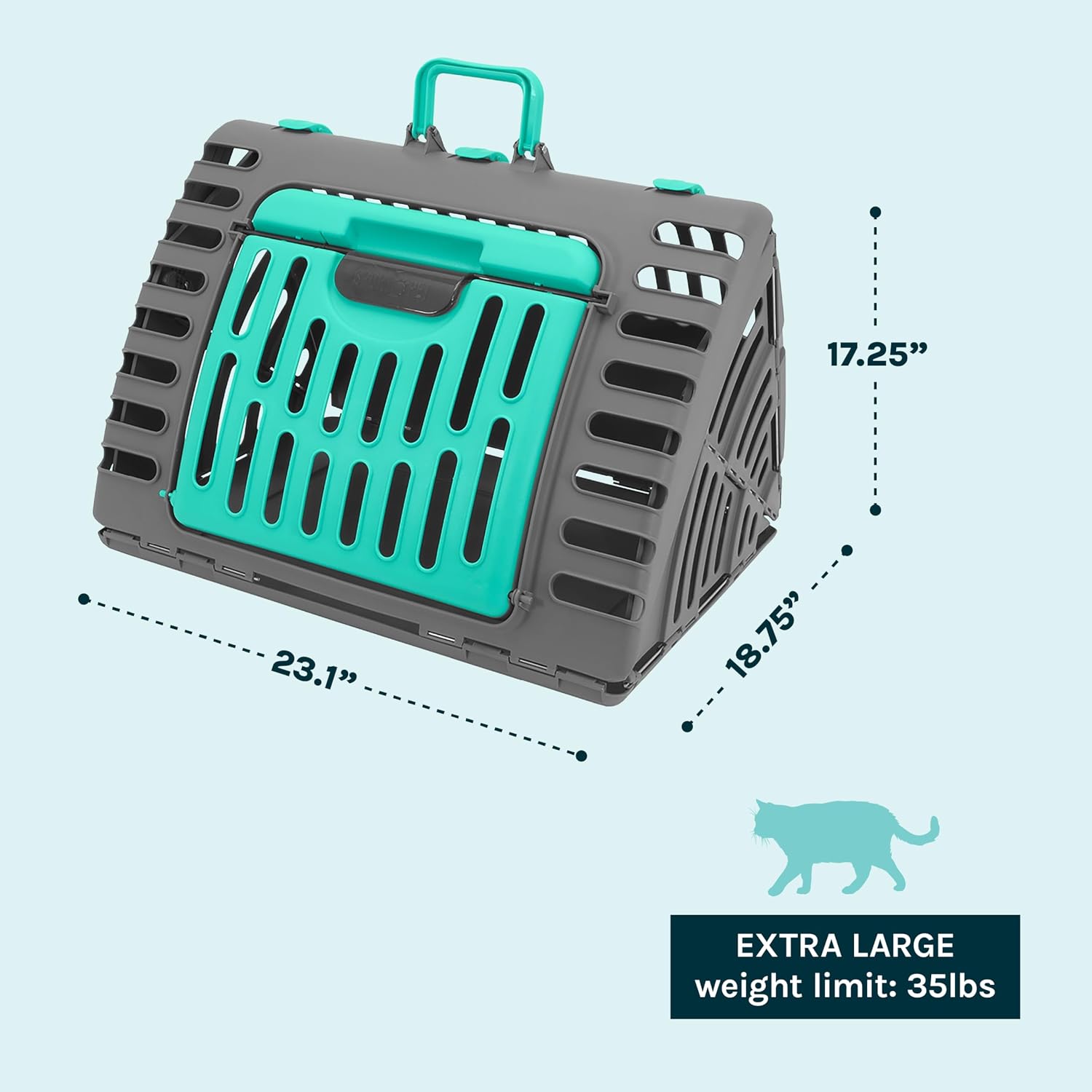 SportPet Large Hard-Sided Travel Cat Carrier - Cat Carrier with Patented Wide Side-Opening Door