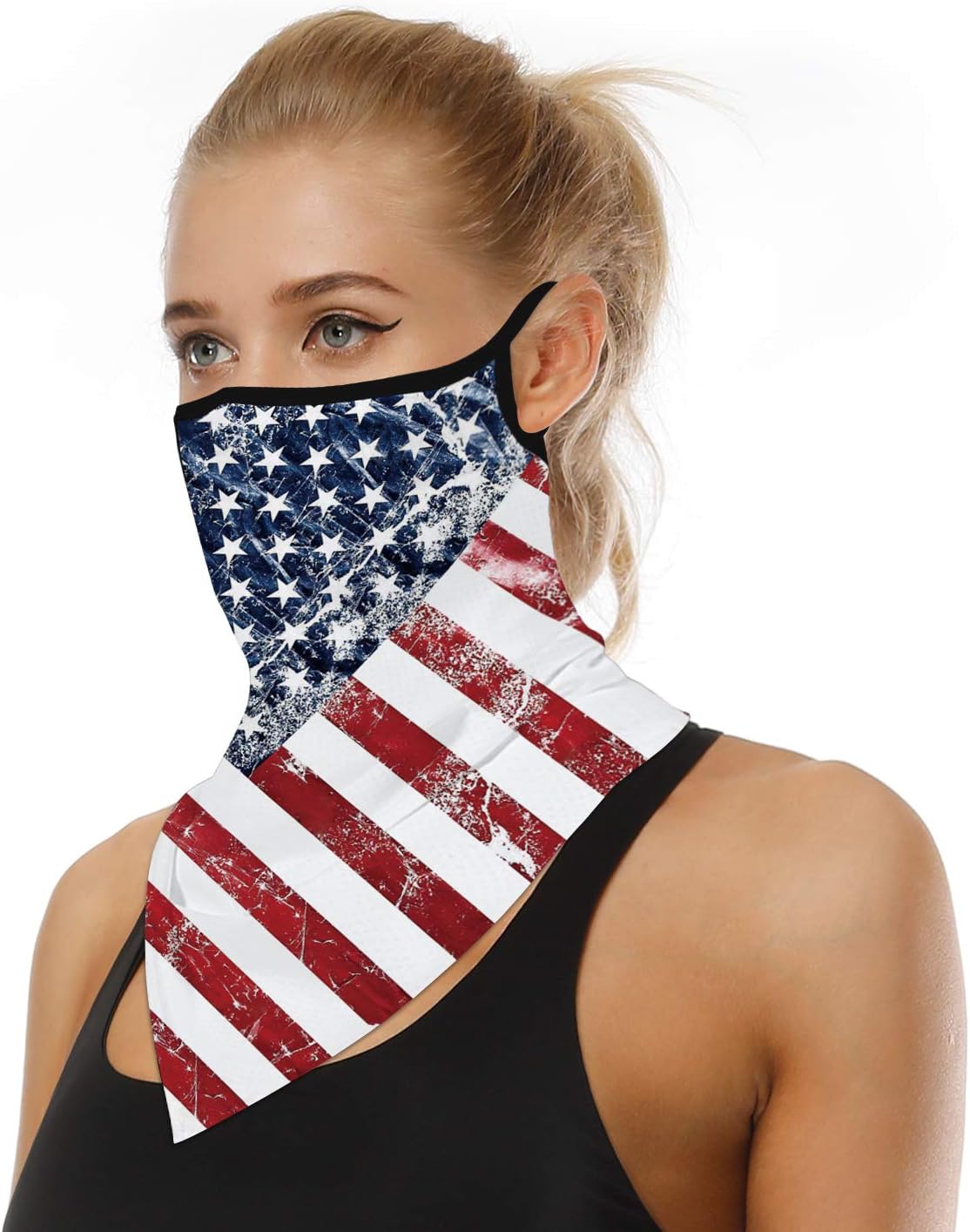 YAYOUREL Neck Gaiter Face Mask Bandanas for Men Women UV Face Scarf Cover Ear Loop Hole Facemask for Fishing Running Cycling