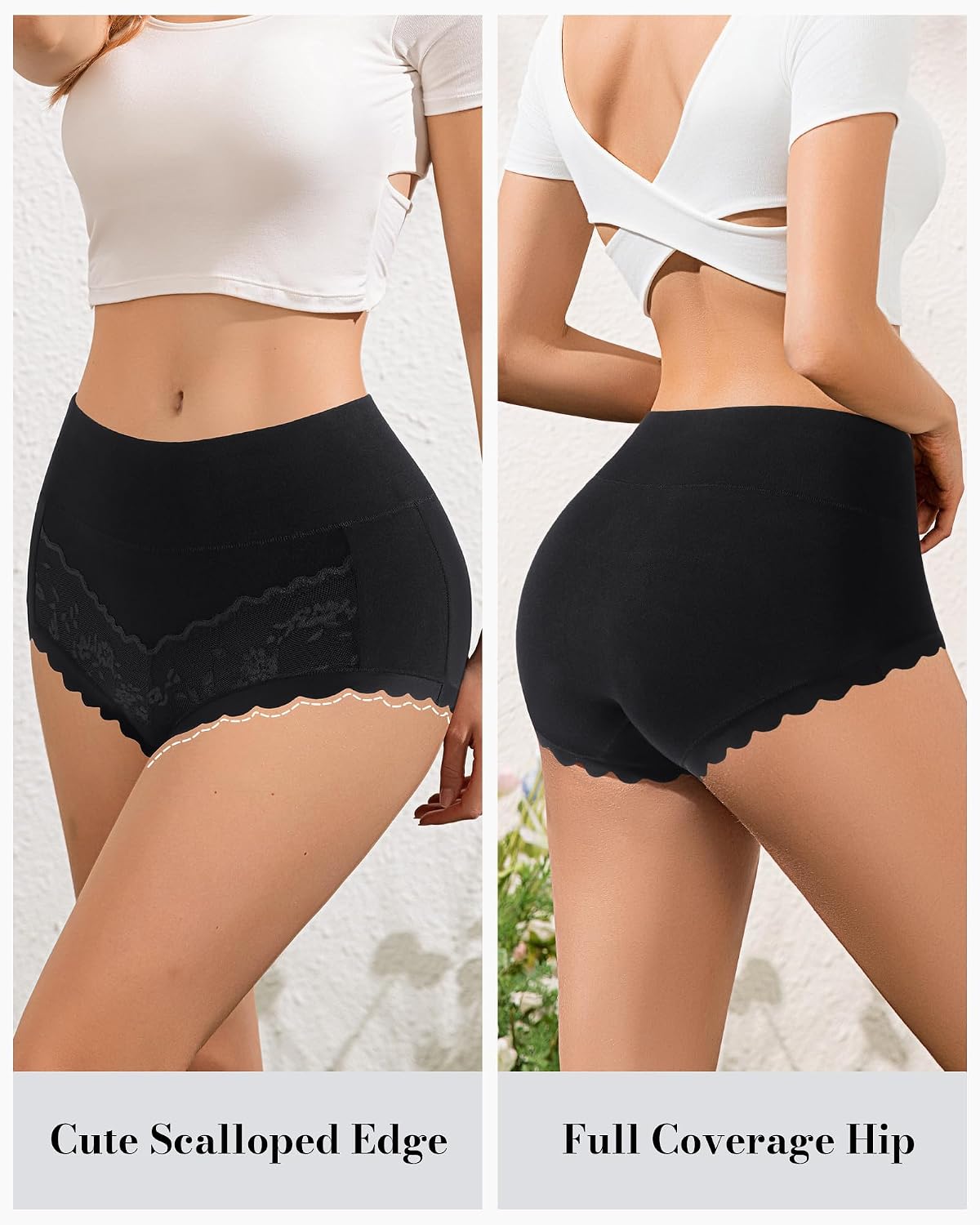Women's High Waist Cotton Underwear Stretch Briefs Soft Comfy Ladies Panties MultiPack