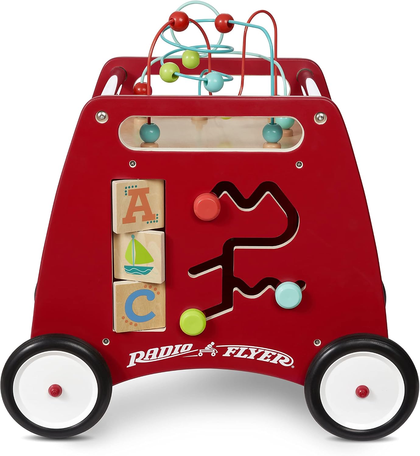 Radio Flyer Classic Walker Wagon, for Kids 1-4 Years Old, Red | Resistance Clickers to Control Speed, Baby Push Walker with Furniture Bumper, For Indoor Play