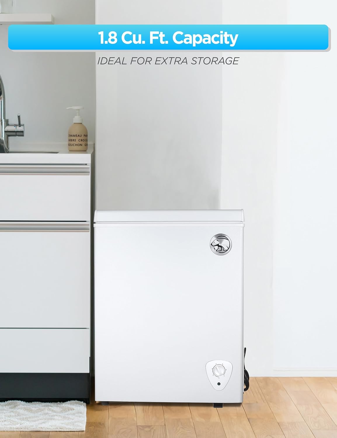 Commercial Cool Upright Freezer, Stand Up Freezer 5 Cu Ft with Reversible Door, White