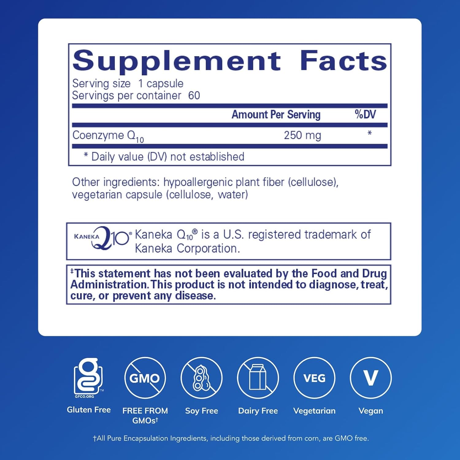 Pure Encapsulations CoQ10-250 mg CoQ10 - Brain Support Supplement* - Mitochondrial & Cellular Energy Support* - Non-GMO & Vegetarian - 60 Capsules