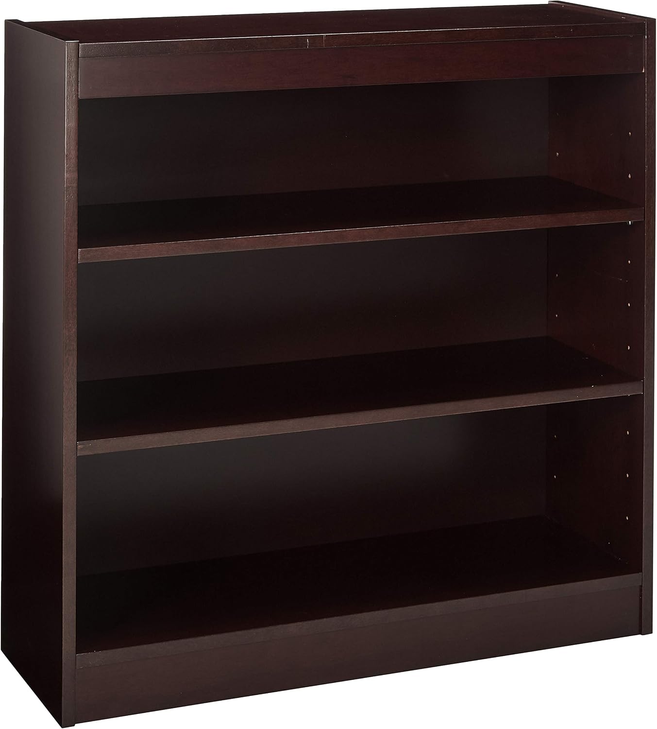 Lorell 3-Shelf Panel Mahogany Bookcase, 36" x 12" x 36"