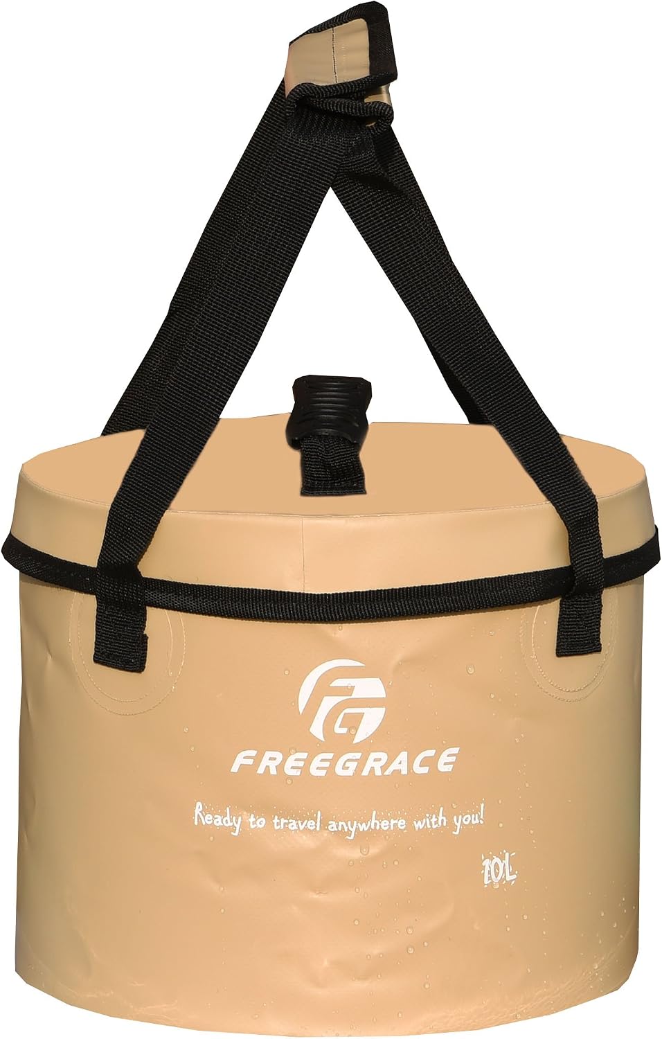 Freegrace Collapsible Bucket with Mesh Tool Pocket - 10L, 16L & 23L Portable Folding Water Container - Heavy Duty 500D Tarpaulin, BPA-Free Wash Basin for Camping, Fishing, RV, and Car Washing