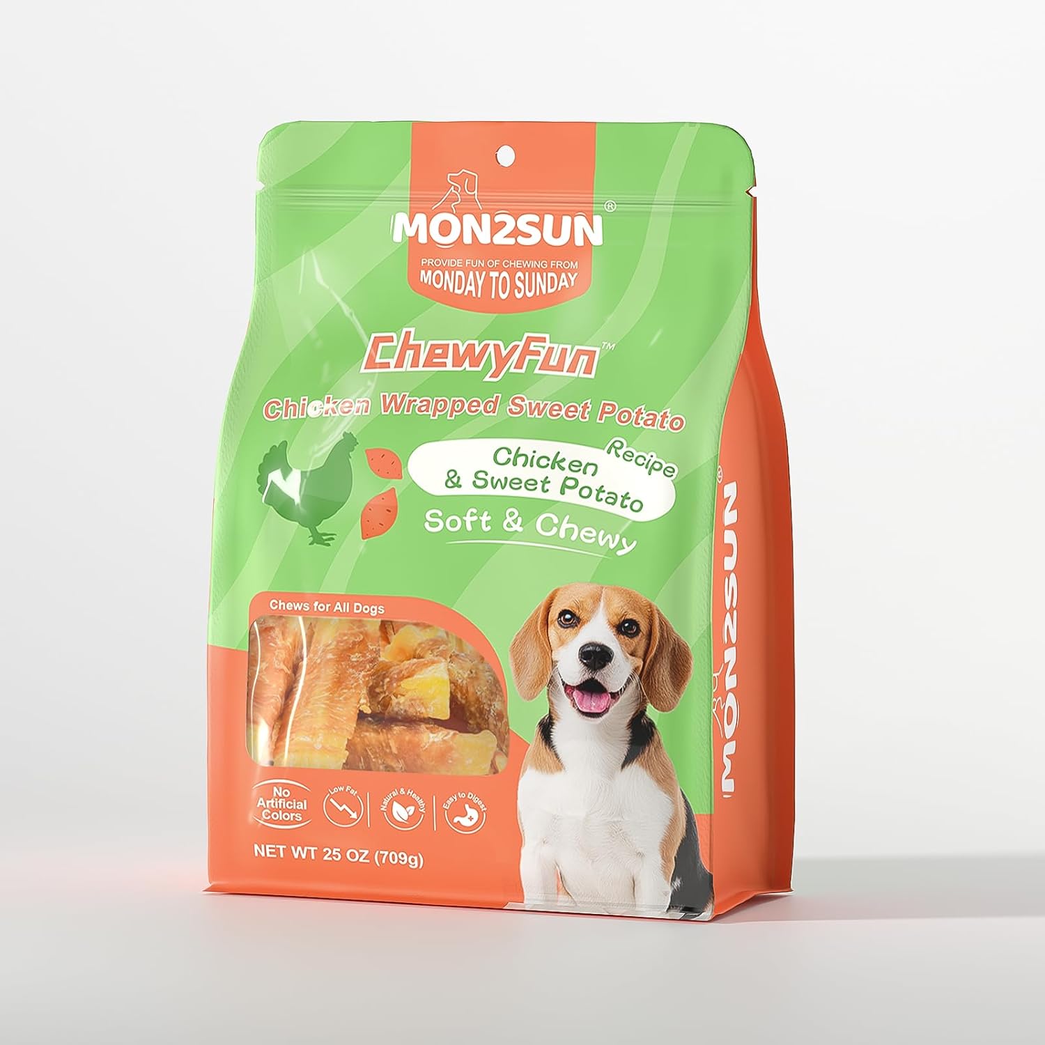 MON2SUN Dog Treats, Rawhide-Free Chicken Wrapped Sweet Potato, 25 oz