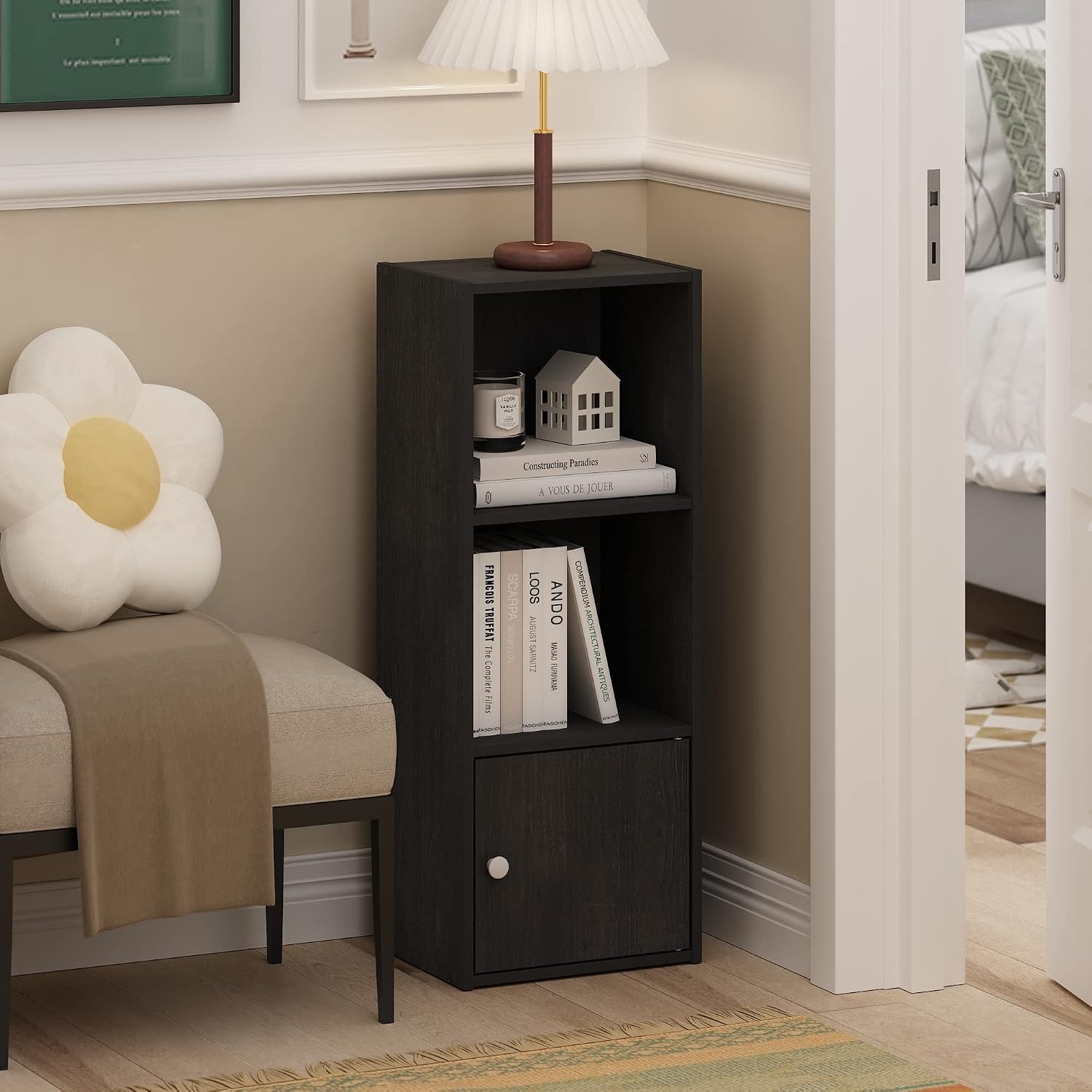 Furinno LUDER Book Shelf, 5-Cube Bookshelf, Easy Assembly Bookcase with Open Shelves, 9.4 x 19.7 x 31.5, for Living Room, Bedroom, Home Office, Darkwood