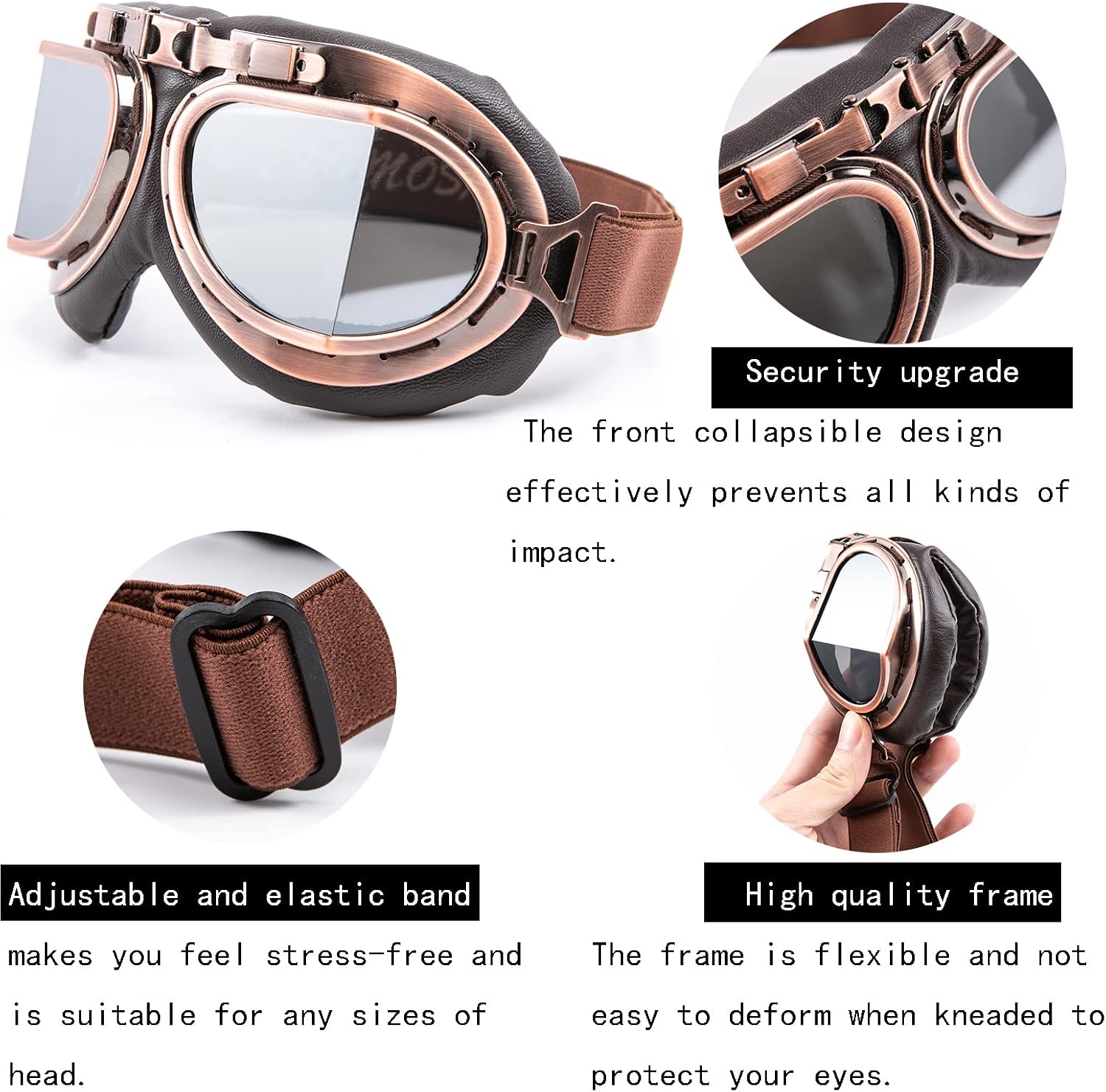 Motorcycle Goggles Anti Fog&Wind&Dust&Sand Aviator Pilot Motocross | Dirt Bike Atv Riding Goggles with Yellow Lens,Fit Over Glasses or Helmet