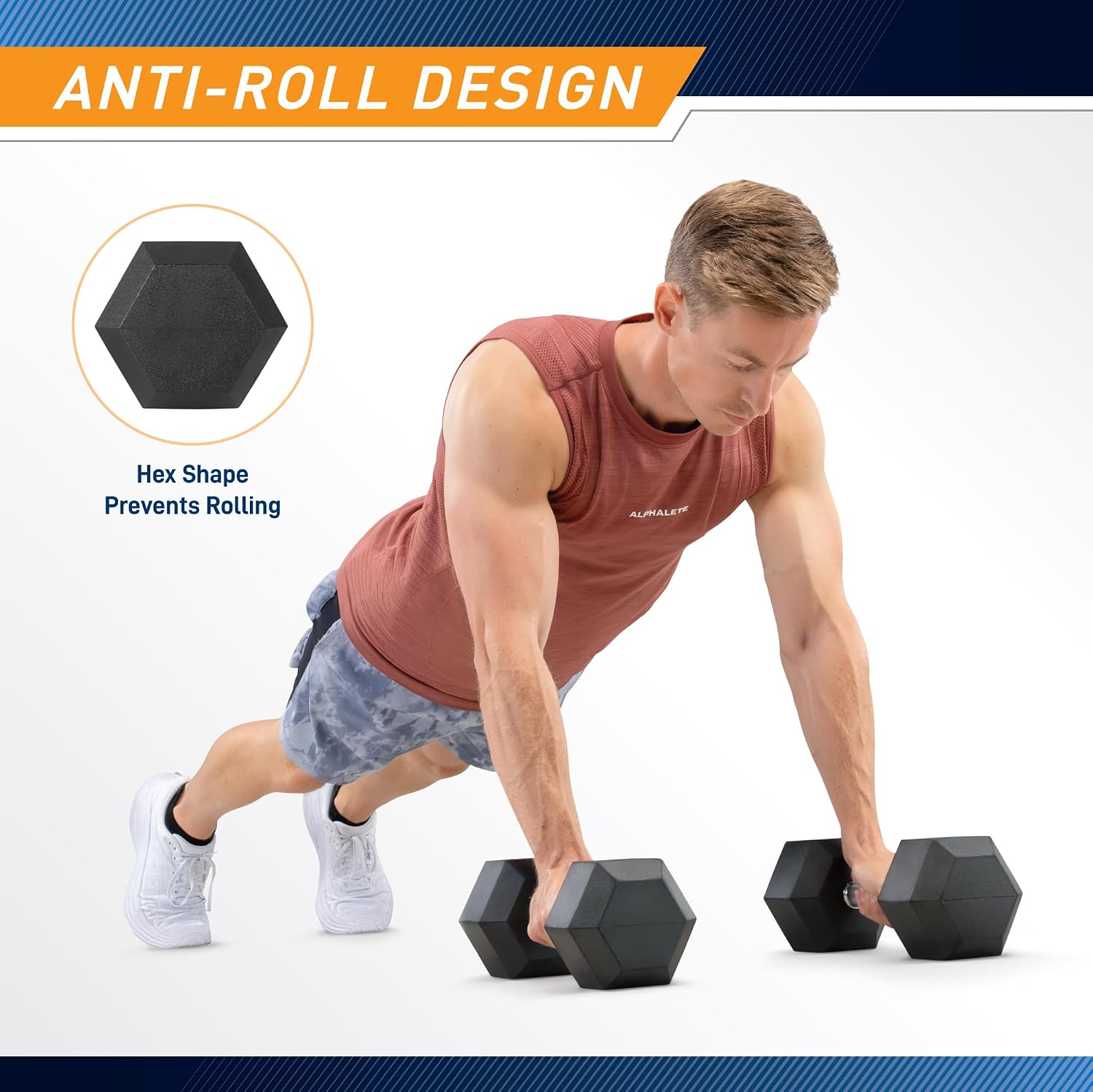 Marcy Classic Rubber Hex Dumbbell with Knurled Grip for Strength Training and Bodybuilding, 5lb - 50lb Single Dumbbell for Exercise & Fitness, Sold Individually