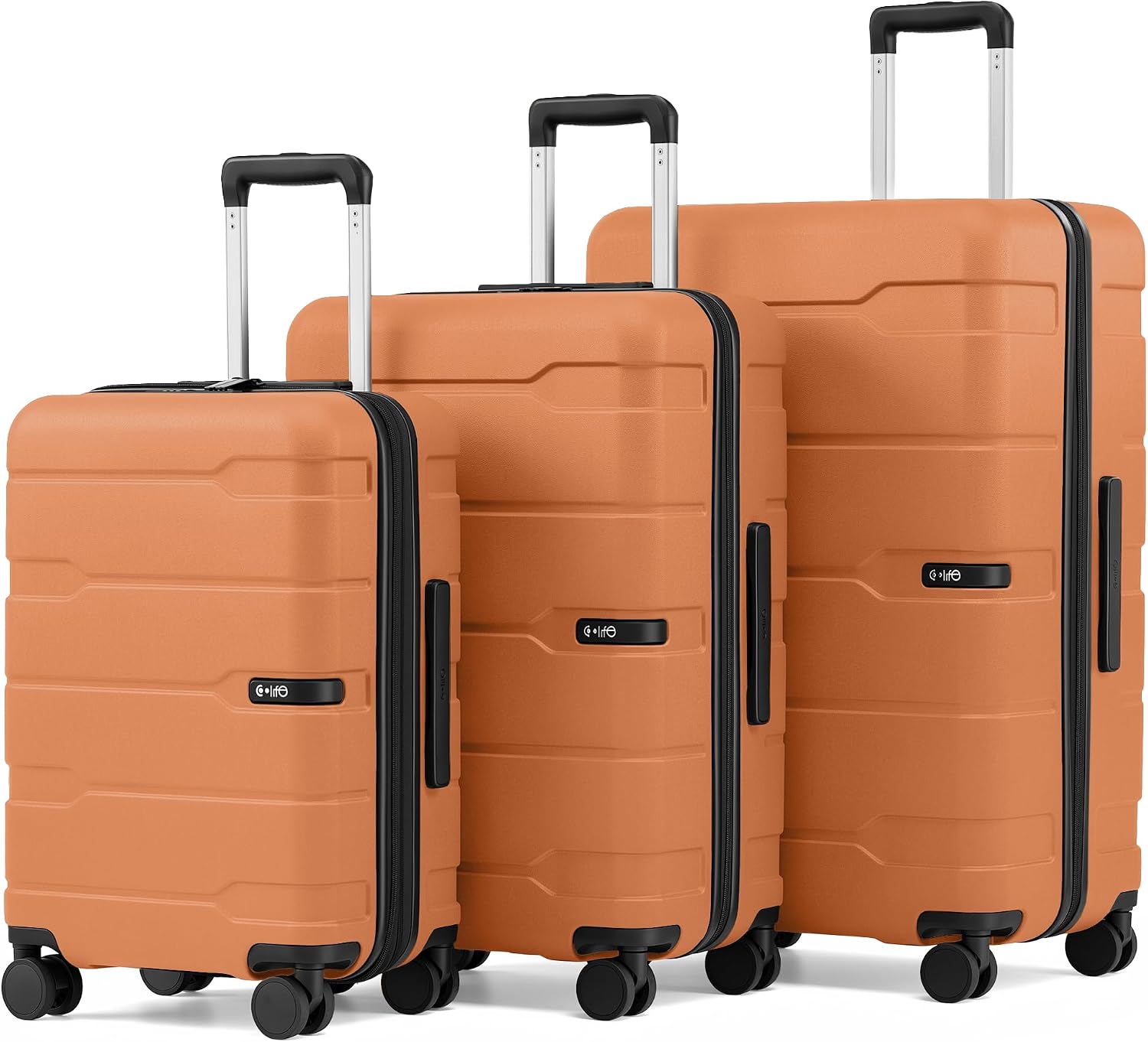 Coolife Medium Checked Luggage Hardside Suitcase with Spinner Wheels, 24in | Lightweight ABS+PC, Rolling Travel Suitcase with TSA Lock, Spinner Wheels, Durable Zipper, Charcoal