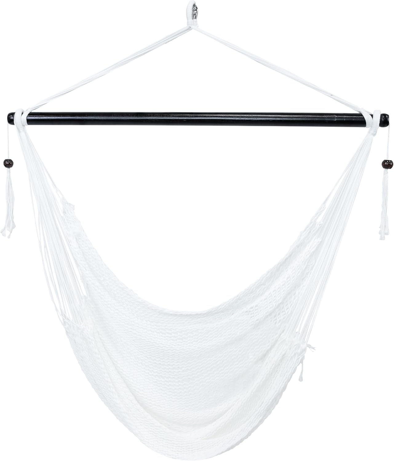 Sunnydaze Hanging Hammock Chair Swing for Patio, Caribbean, Tan | 300 lb Capacity, Wooden Spreader Bar, Woven Polyester, Hang From a Tree, Hammock Chair Stand, or Ceiling, Hammock Swing Chair