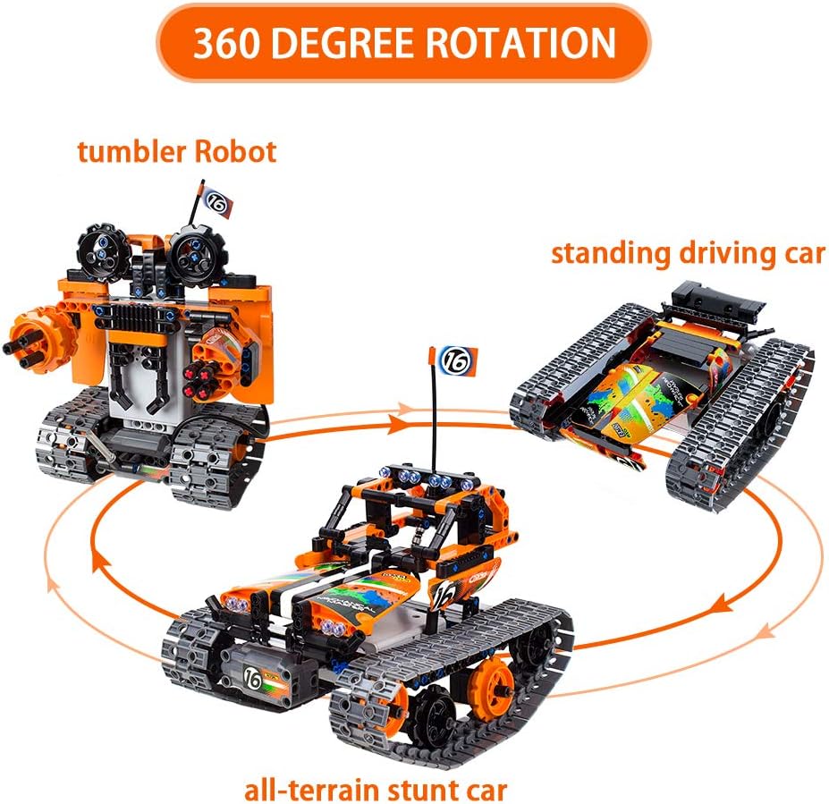 3-in-1 STEM Remote Control Building Kits - Tracked Car/Robot/Tank - 2.4Ghz Rechargeable RC Racer Toy Set Gift for 8-12 14 Year Old Boys and Girls