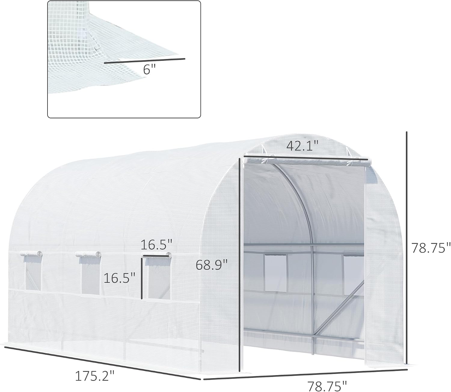 Outsunny 15' x 7' x 7' Walk-in Tunnel Greenhouse Large Steel Frame White