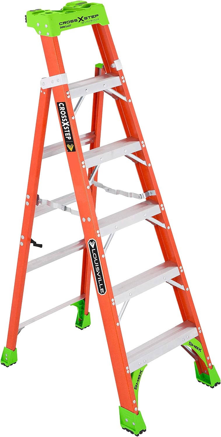 Louisville Ladder 4-foot Fiberglass Cross Step Ladder, 300-Pound Load Capacity, Type IA, FXS1504