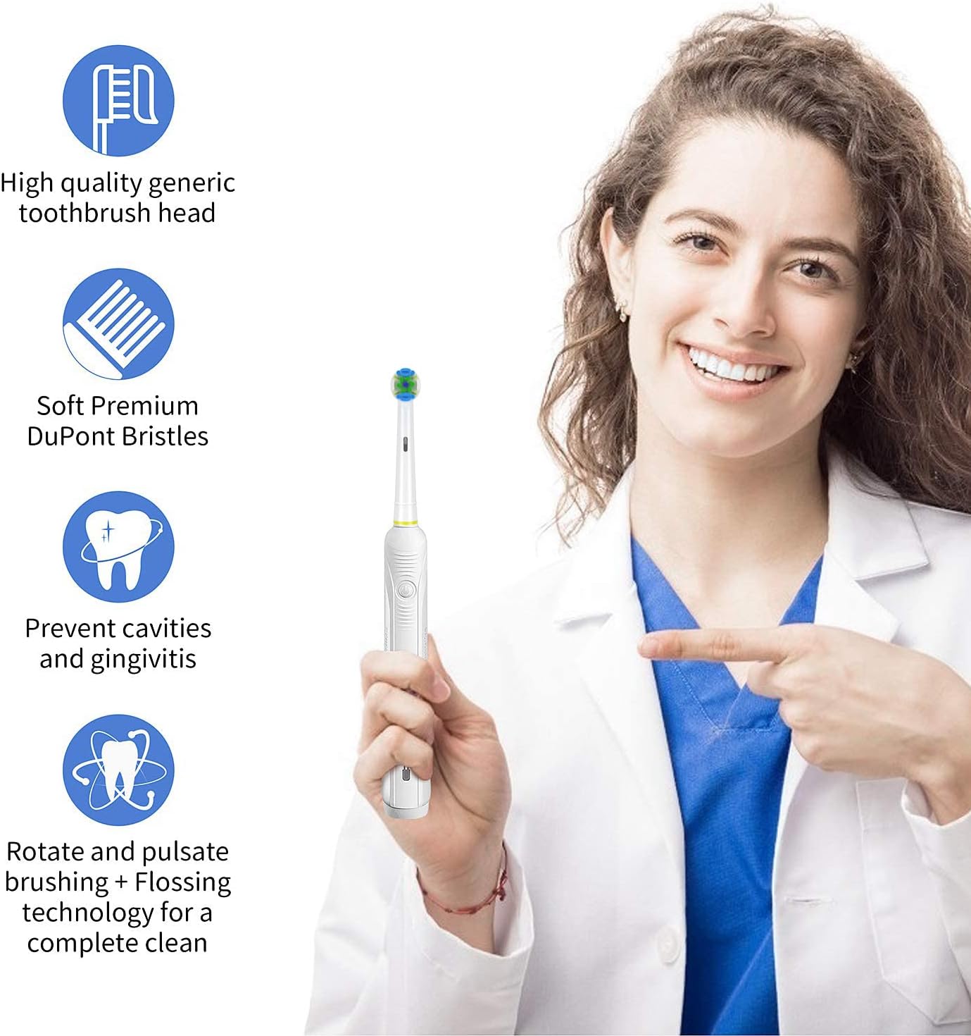 Schallcare Replacement Brush Heads Compatible with Oral B Braun Electric Toothbrush - Floss Toothbrush Head Fits for Oral B Pro 1000 Genius Smart