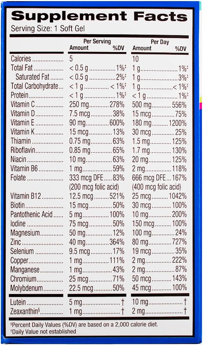 Bausch + Lomb PreserVision Eye Vitamin Mineral, 100 Soft Gels (Pack of 2)