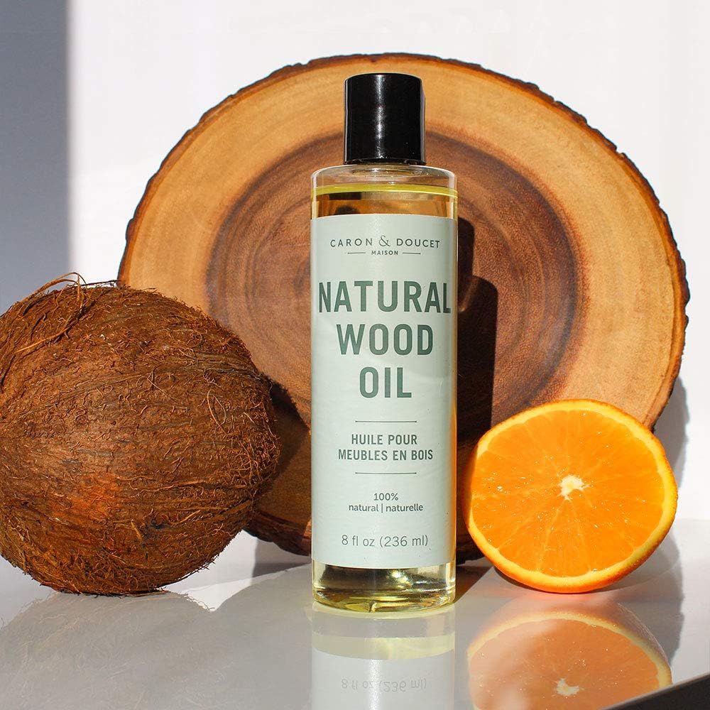 CARON & DOUCET - Natural Wood Conditioning Oil - 100% Plant Based Wood Conditioning and Polishing Oil - Orange Scented - Suitable for Natural Furniture (8oz)