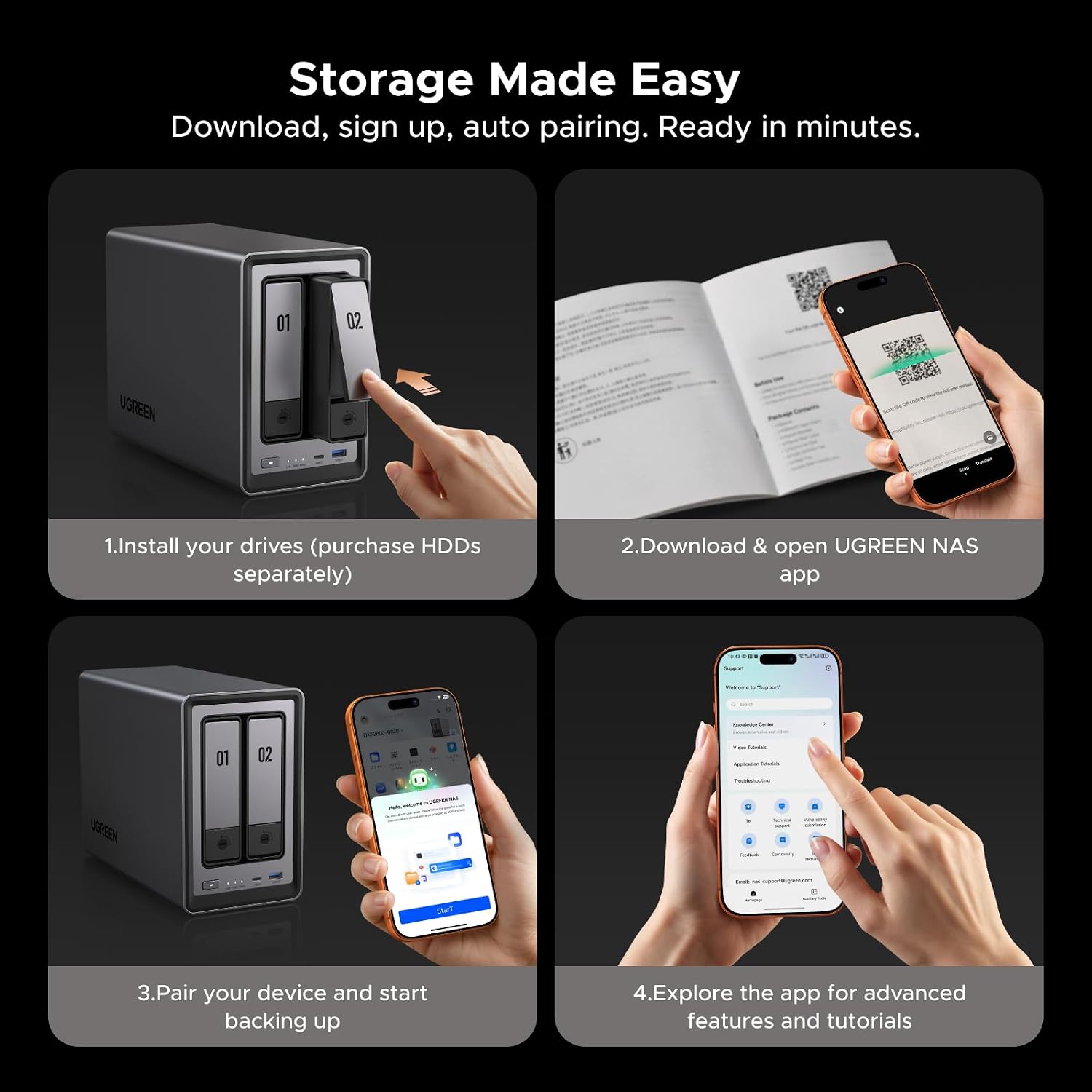 UGREEN NAS DXP2800 2-Bay, Ideal for Content Creators and Enthusiasts | Intel N100 Quad-Core CPU, 8GB DDR5 RAM, 2.5GbE, 2X M.2 NVMe Slots, 4K HDMI, Desktop NAS Network Attached Storage (Diskless)