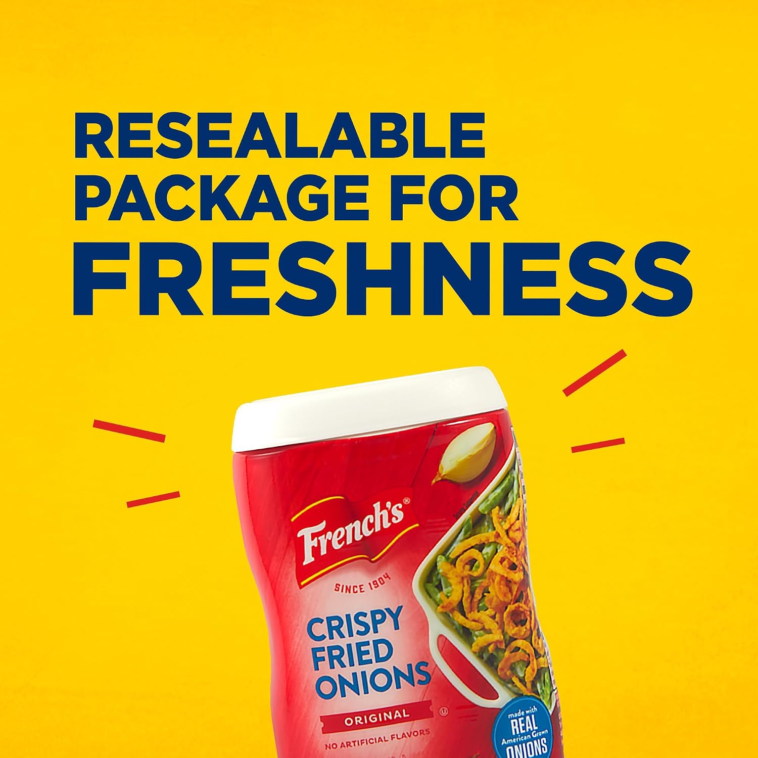 French's Crispy Fried Onions, Original, Made with Real Onions, No Artificial Flavors, Sprinkle on Salads, Potatoes, Chicken, Burgers