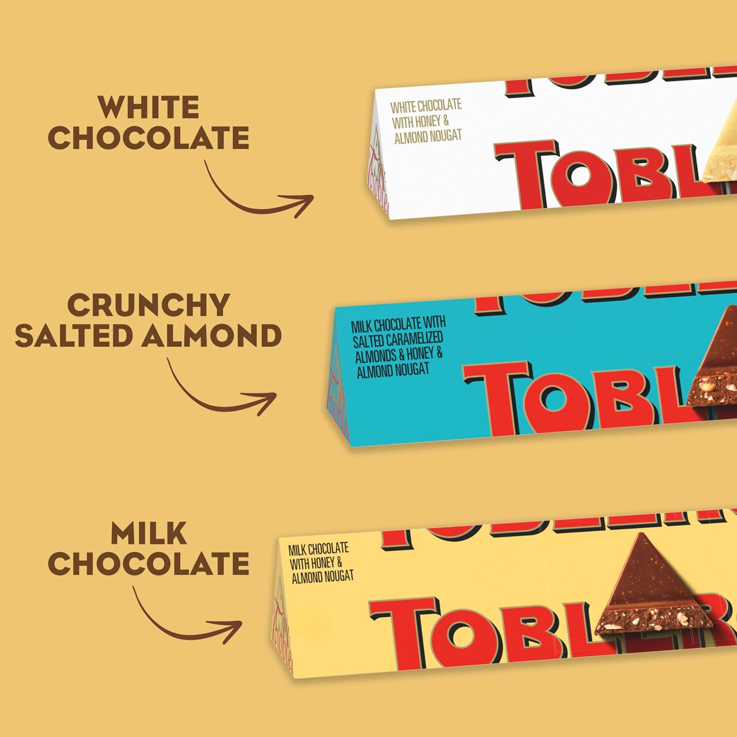 TOBLERONE Dark Chocolate Bar with Honey and Almond Nougat, 20 Bars | Bulk Chocolate
