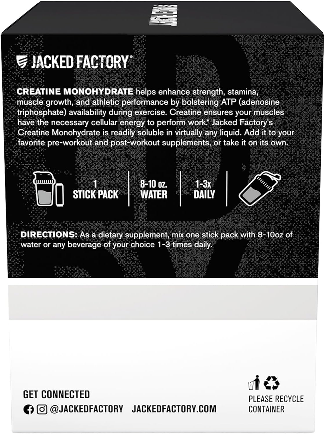 Jacked Factory Creatine Monohydrate Powder 425g - 5g Daily Micronized Creatine Monohydrate for Men and Women, Vegan-Friendly