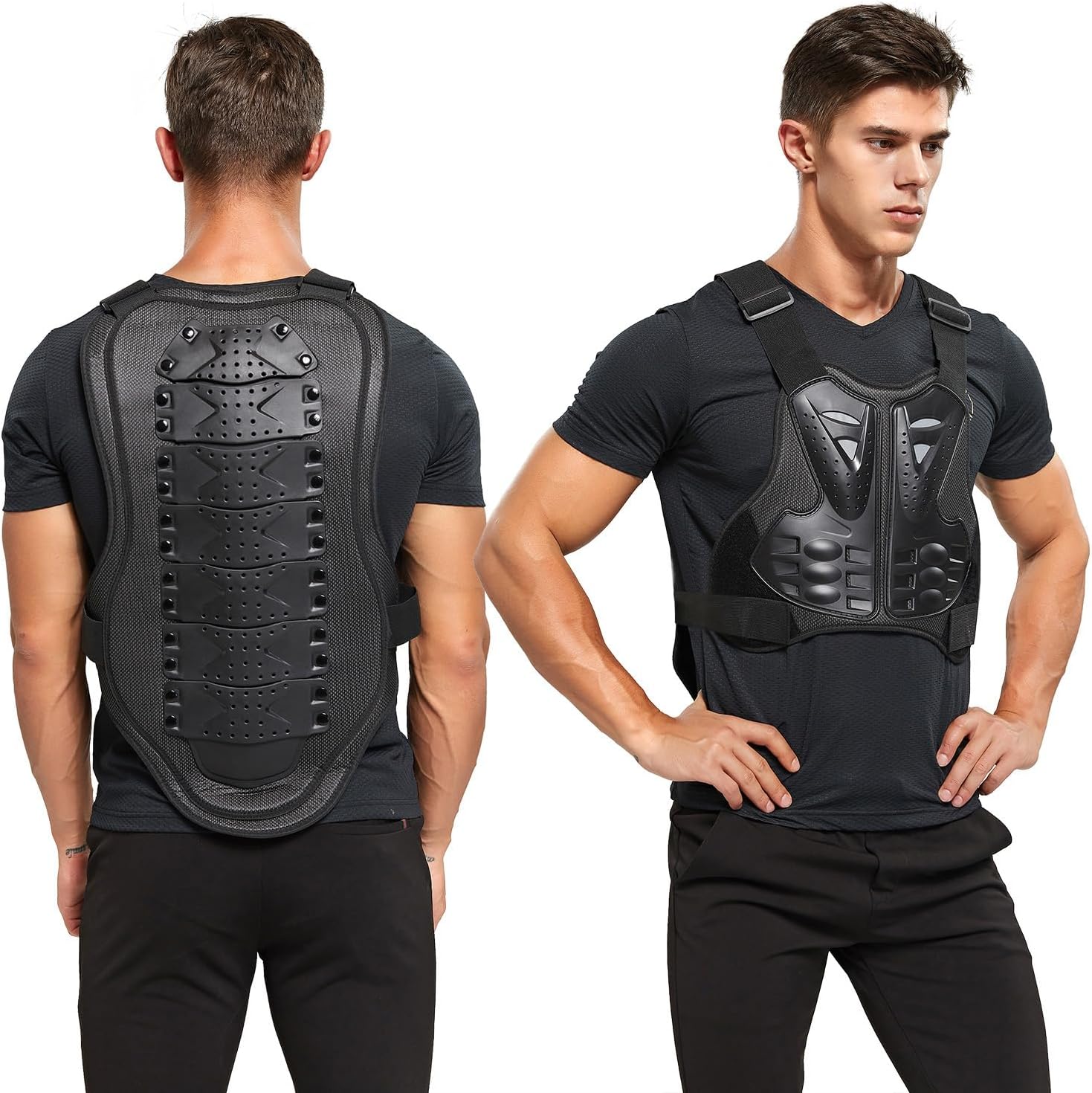 PELLOR Motorcycle Armor Vest Chest Back, Motocross Body Guard Vest Skiing Riding Skating Anti-Fall Vest Protective Gear