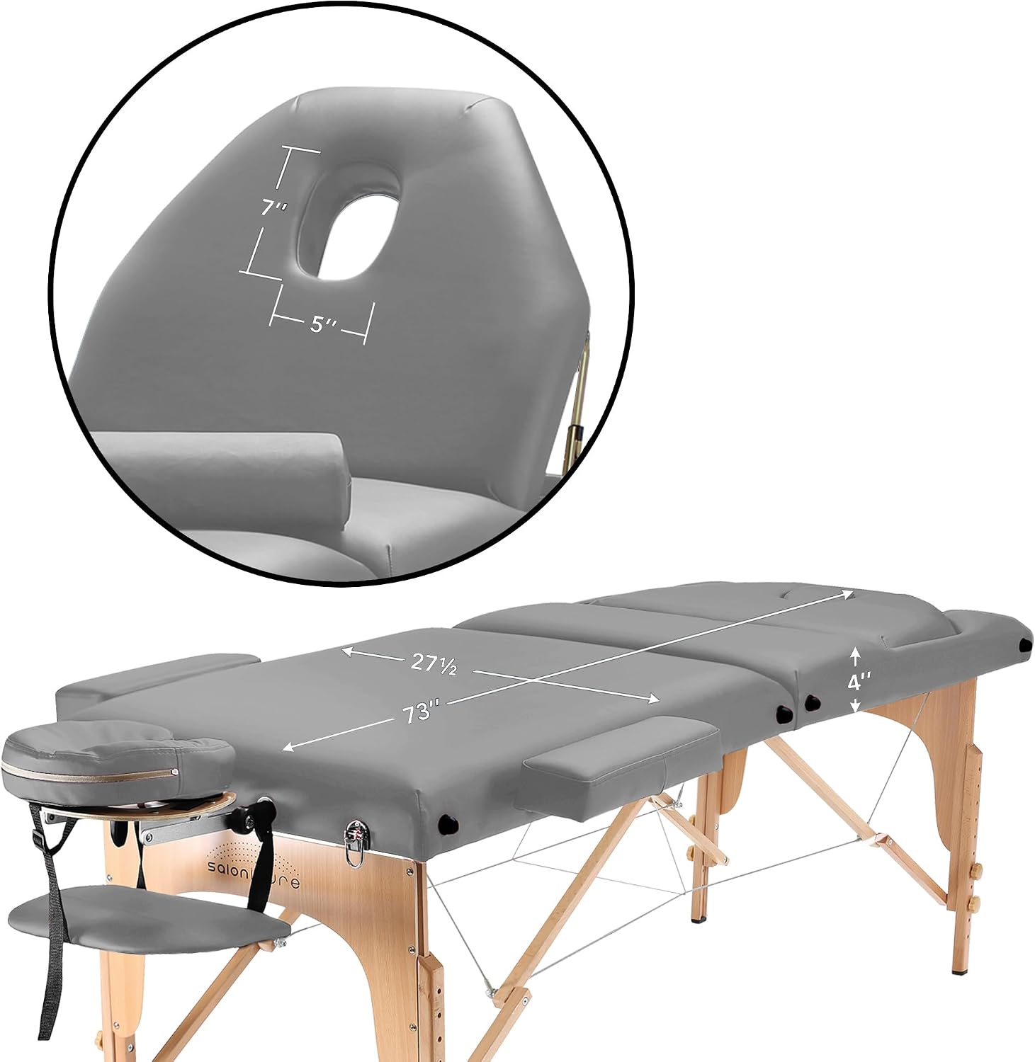 Saloniture Professional Portable Massage Table with Backrest - Black