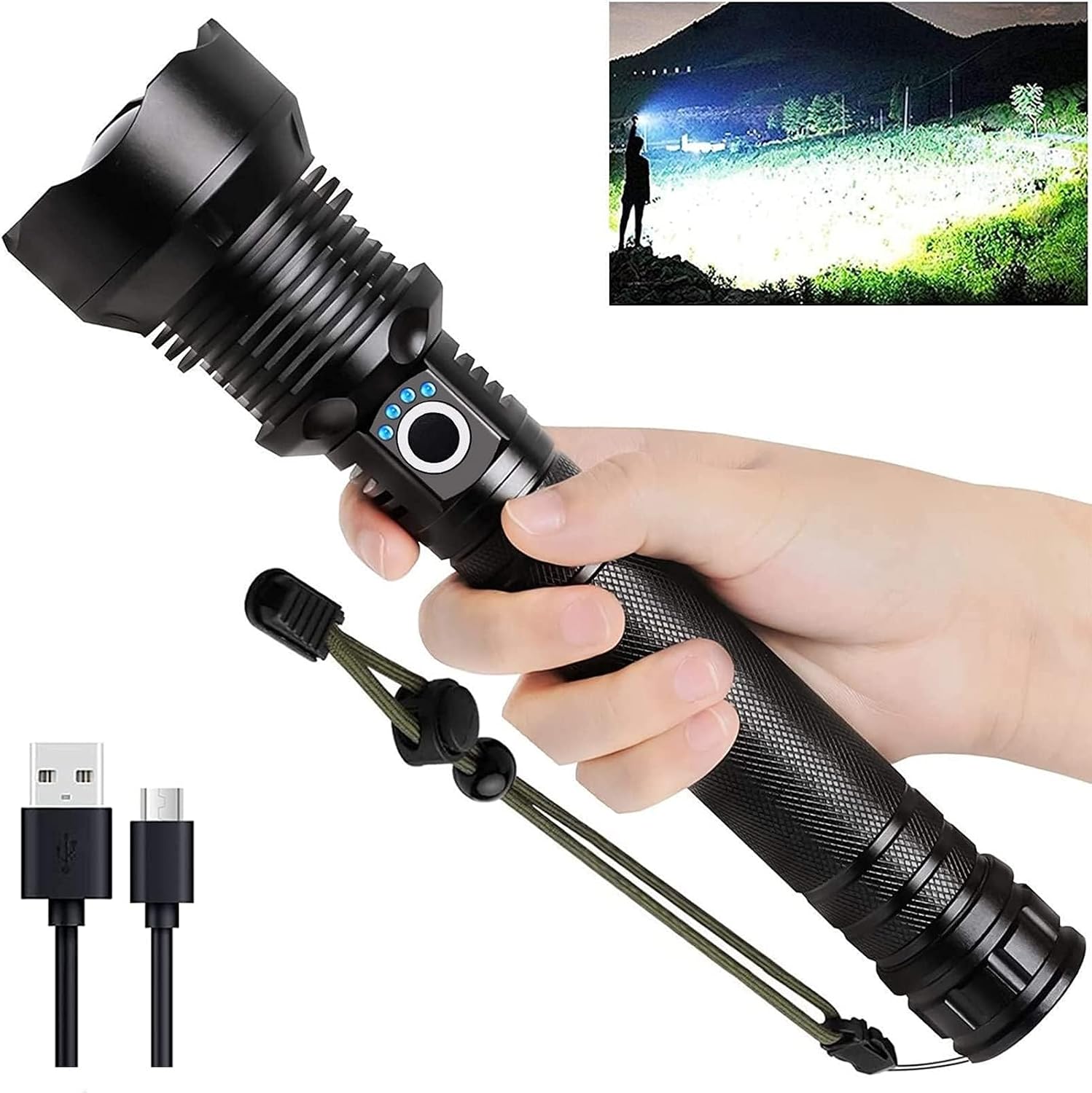Lylting Rechargeable LED Flashlights High Lumens, 99, 000 Lumens Super Bright Flashlight with 5 Modes & Waterproof