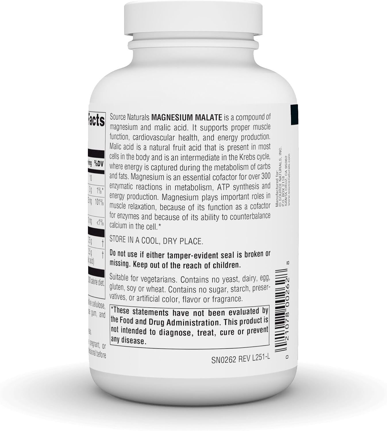 Source Naturals Magnesium Malate, 3,750 mg - 180 Vegetarian Tablets | Supports Muscles and Energy Production*