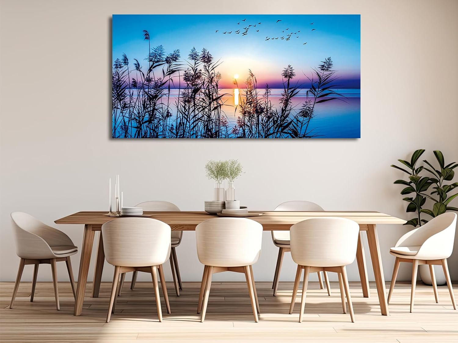 arteWOODS Ocean Wave Canvas Wall Art Beach Sunset Pictures Coastal Nature Artwork Blue Sea Painting Prints for Living Room Bedroom Home Office Decoration 20" x 40"