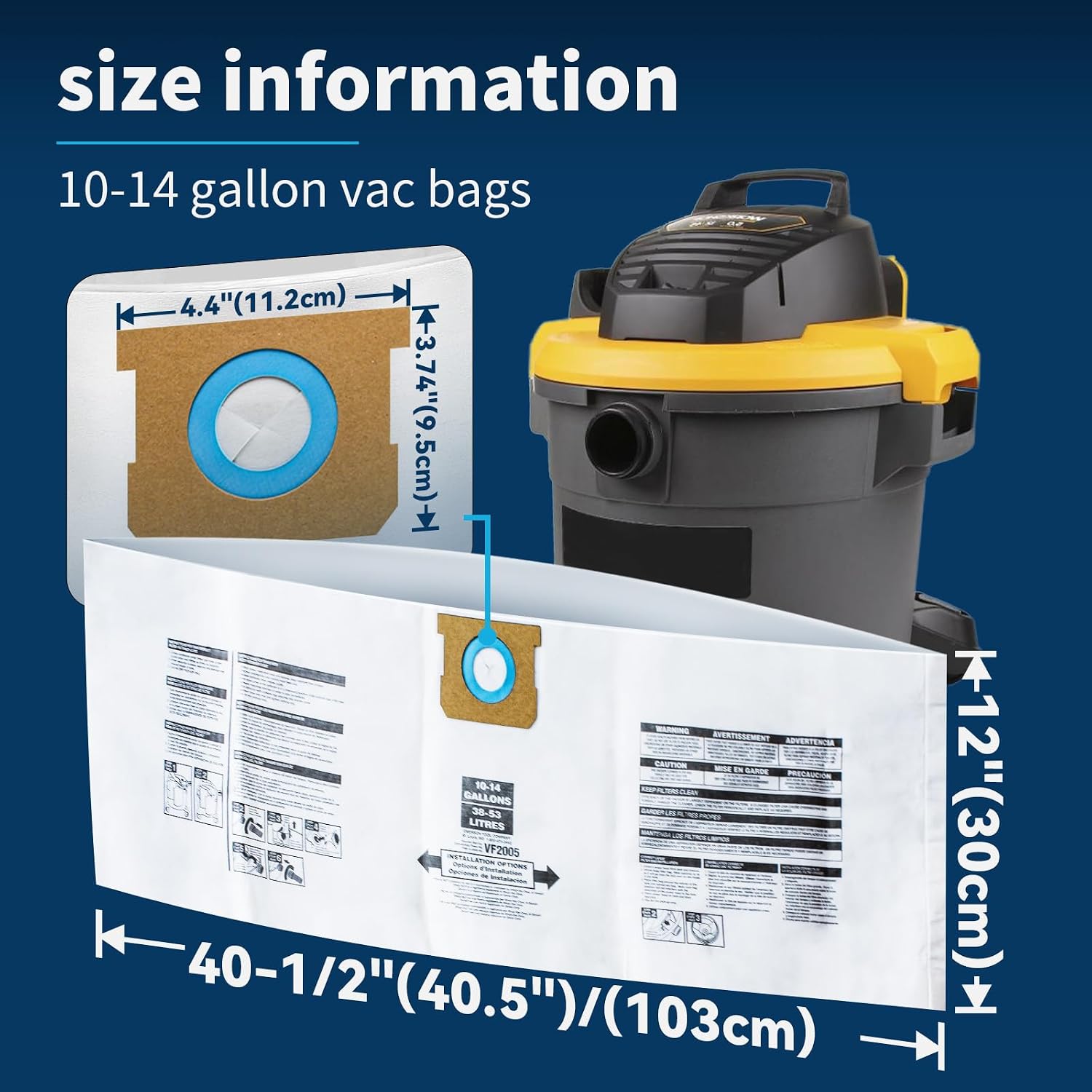 5 PCS Shop Vac Bags 5-8 Gallon Type E/H 90661 90671 Vac Bags by ALYYDBG