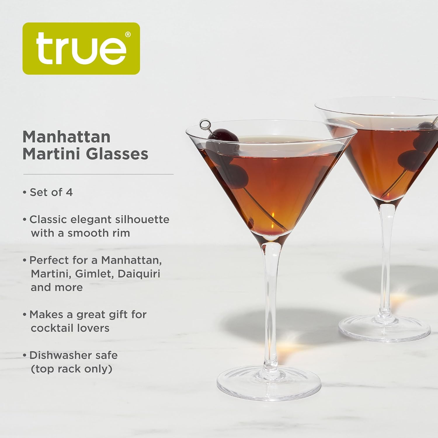True Coupe Glass, Martini Glasses for Cocktail Party, Perfect for Espresso Martini, Manhattan, Champagne, Elegant 7 oz Glassware for Home Bars