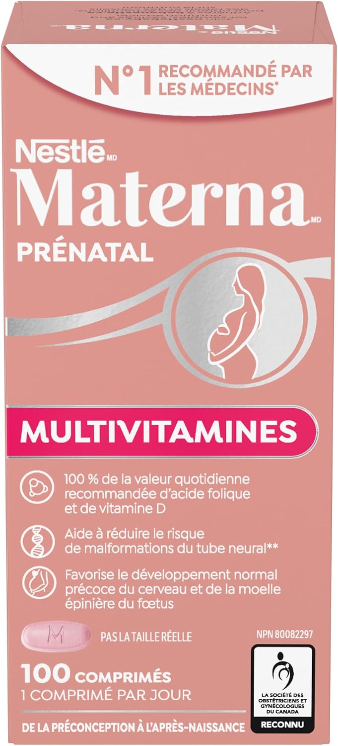 Materna Nestle Prenatal Postpartum Vitamin & Mineral Supplement 100 Tablets | 23 Essential Vitamins and Minerals, 100 Percent RDA Of Folic Acid