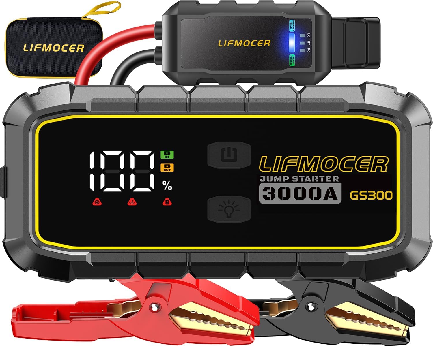 GS300 Car Jump Starter, 3000A Portable Battery Jumper Starter for Up to 10.0L Gas & 8.0L Diesel Engines, 59.2WH 12V Jump Box with Storage Case