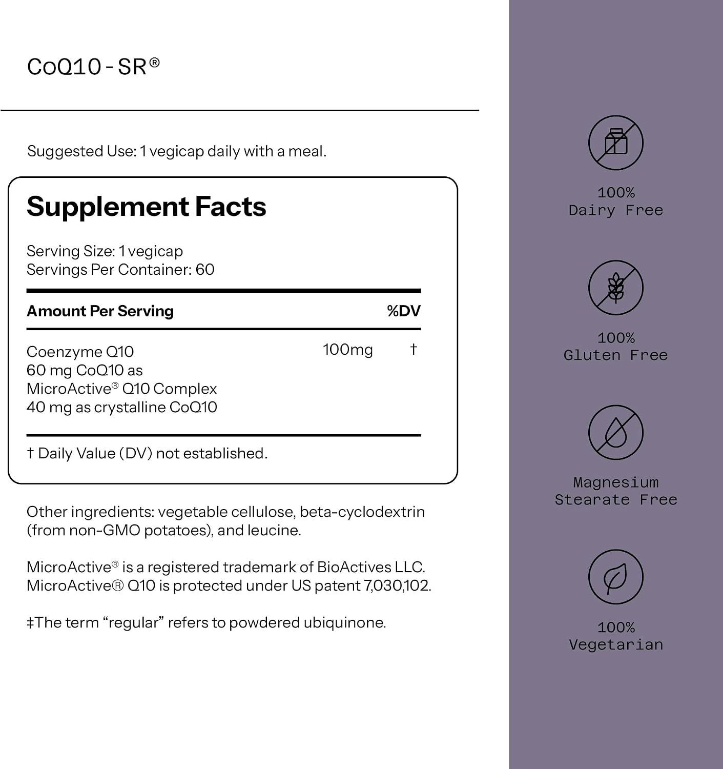 Quality of Life Powerful CoQ10 Sustained Released MicroActive Supplement for Enhanced Absorption, 100 mg of Per Capsule Supports Immune