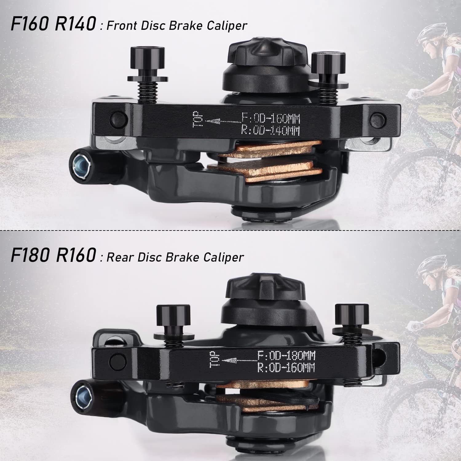 TOBWOLF MTB Cable Disc Brake Kit, Front Rear Calipers with 160mm Rotors