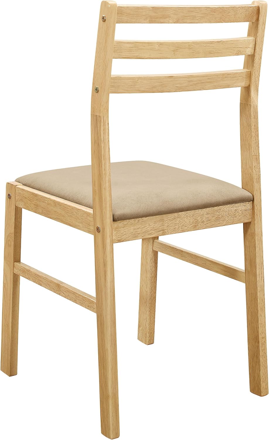 Coaster Home Furnishings 3-Piece Round Wood Dining Room Set Drop Leaf Extension Table Ladder Back Side Chairs Upholstered Seat Cushions Beige and