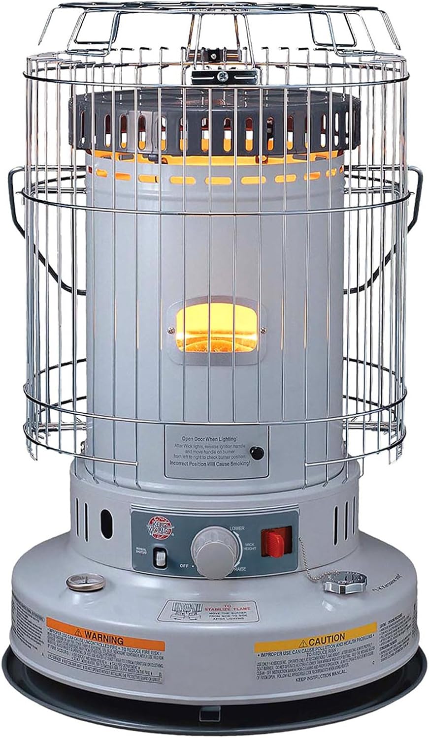 Comfort Glow Indoor Kerosene Convection Heater, 23, 800 BTUs, Grey - KW-24J | Heater for Winter Emergencies, 360 Degree Heating Radius, Heats up to 1