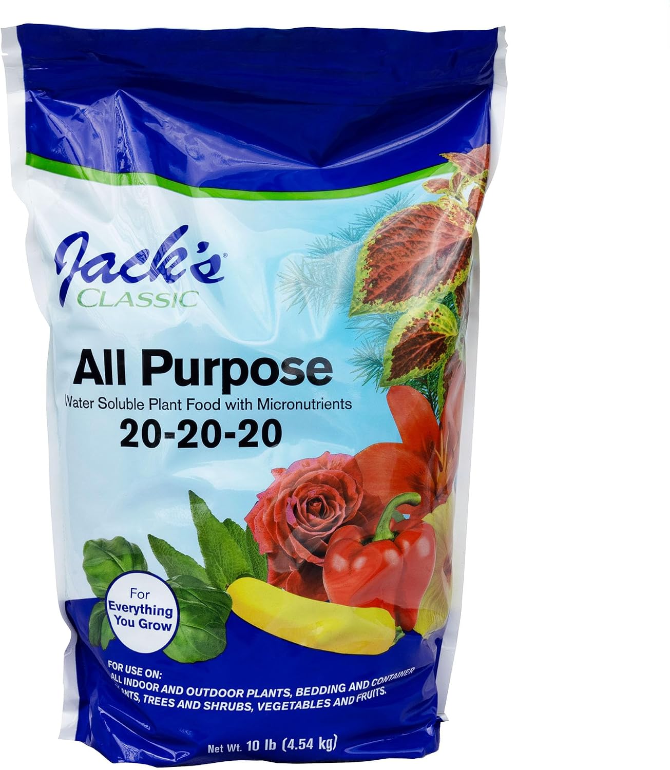 Jack's Classic 20-20-20 All Purpose Water-Soluble Fertilizer, 8oz | Powdered, Targeted Micronutrient Package, Promotes Growth, Green-Up, and Leaf Expansion on All Indoor and Outdoor Plants