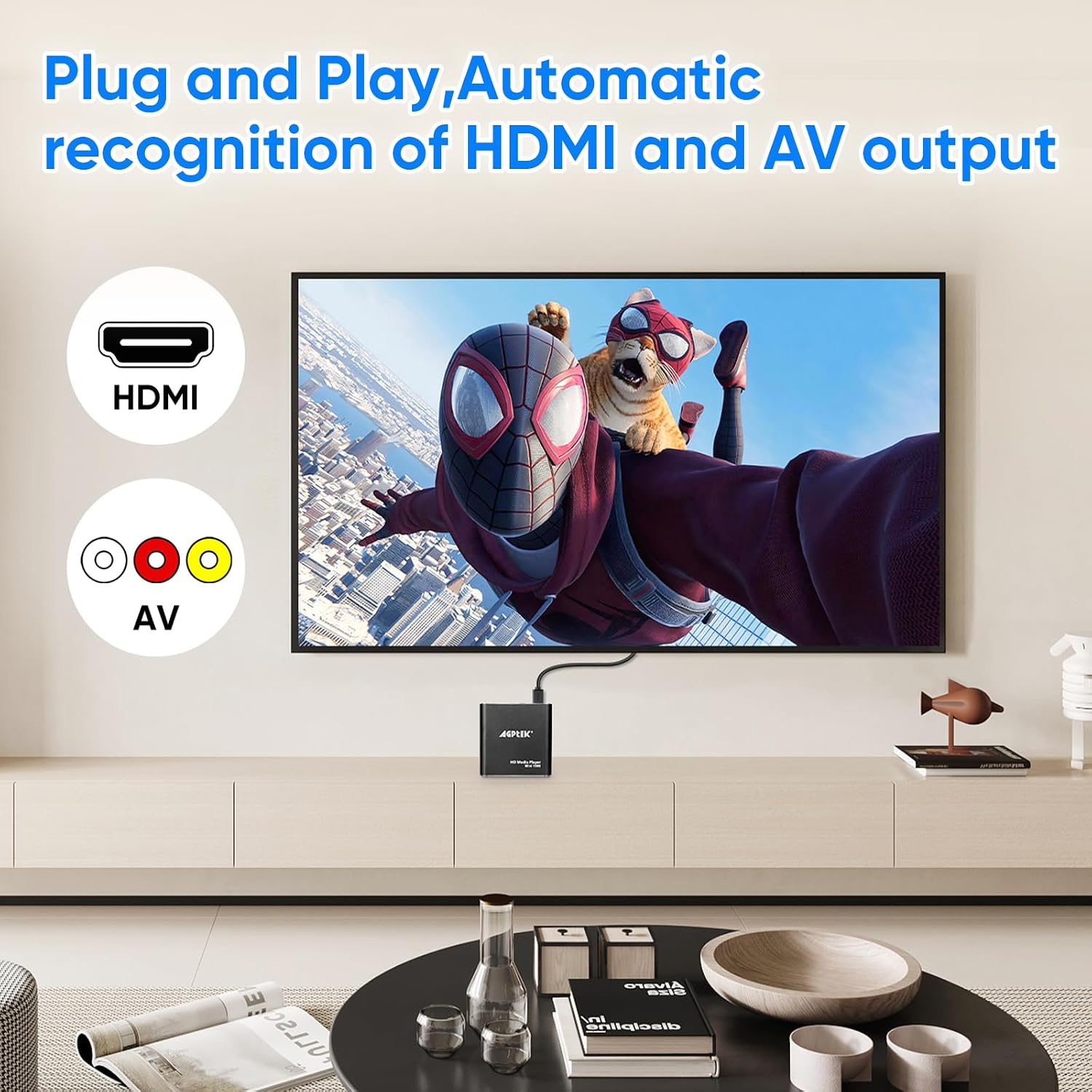HDMI Media Player, Black Mini 1080p Full-HD Ultra HDMI Digital Media Player | for -MKV/RM- HDD USB Drives and SD Cards