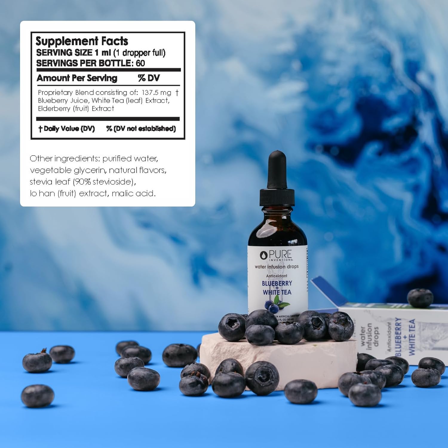 Pure Inventions Water Enhancer Drops - Refreshing and Delicious - Antioxidants, Electrolytes - No Sugar, Calories, or Artificial Sweeteners - Cranberry and Elderberry (60 Servings)