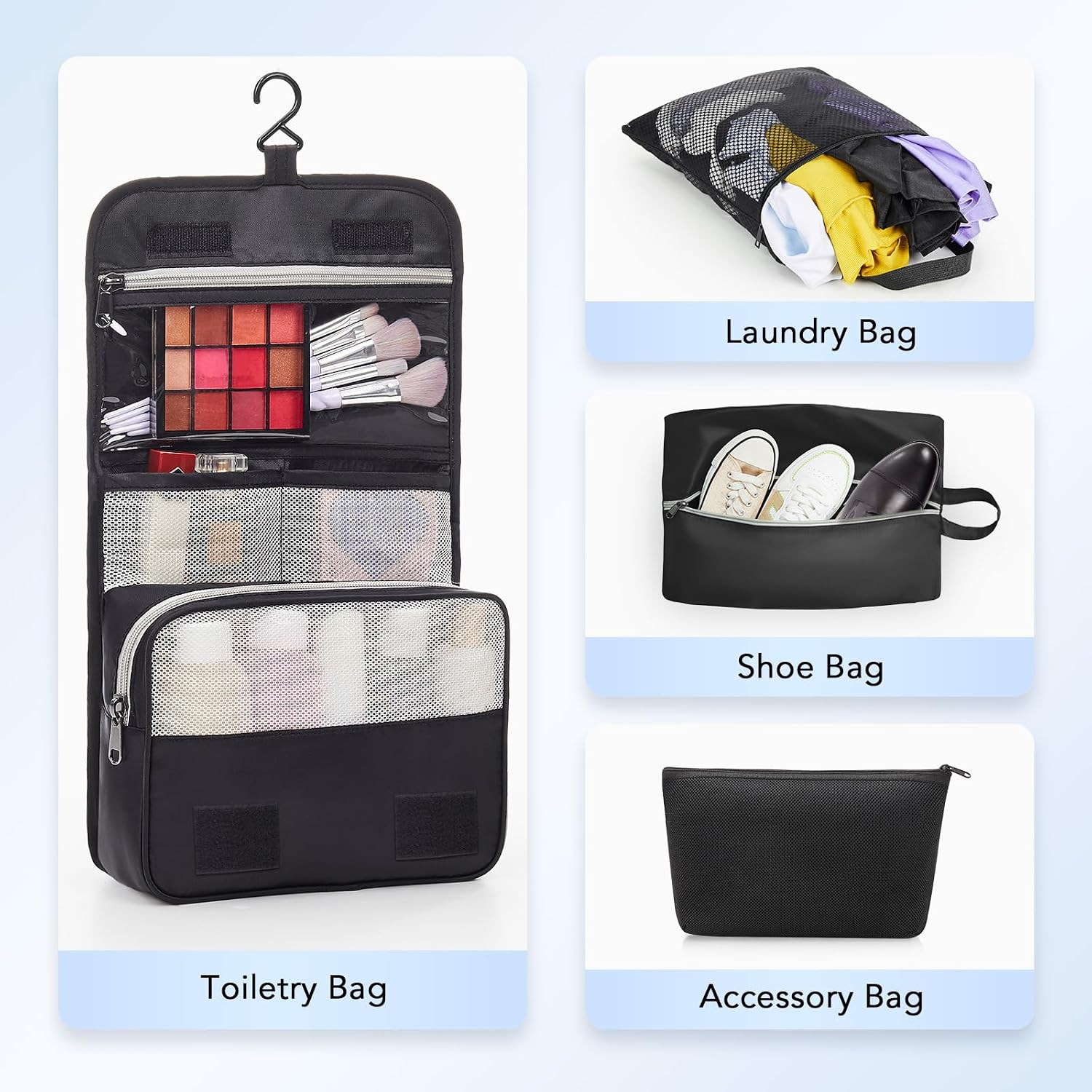 OlarHike 10 Set Compression Packing Cubes for Travel Essentials,Compressible Expandable Space Saver Bags for Organizing Clothes,Luggage Suitcase Garment Bags with Over 1000 pcs Mesh Holes(Black)