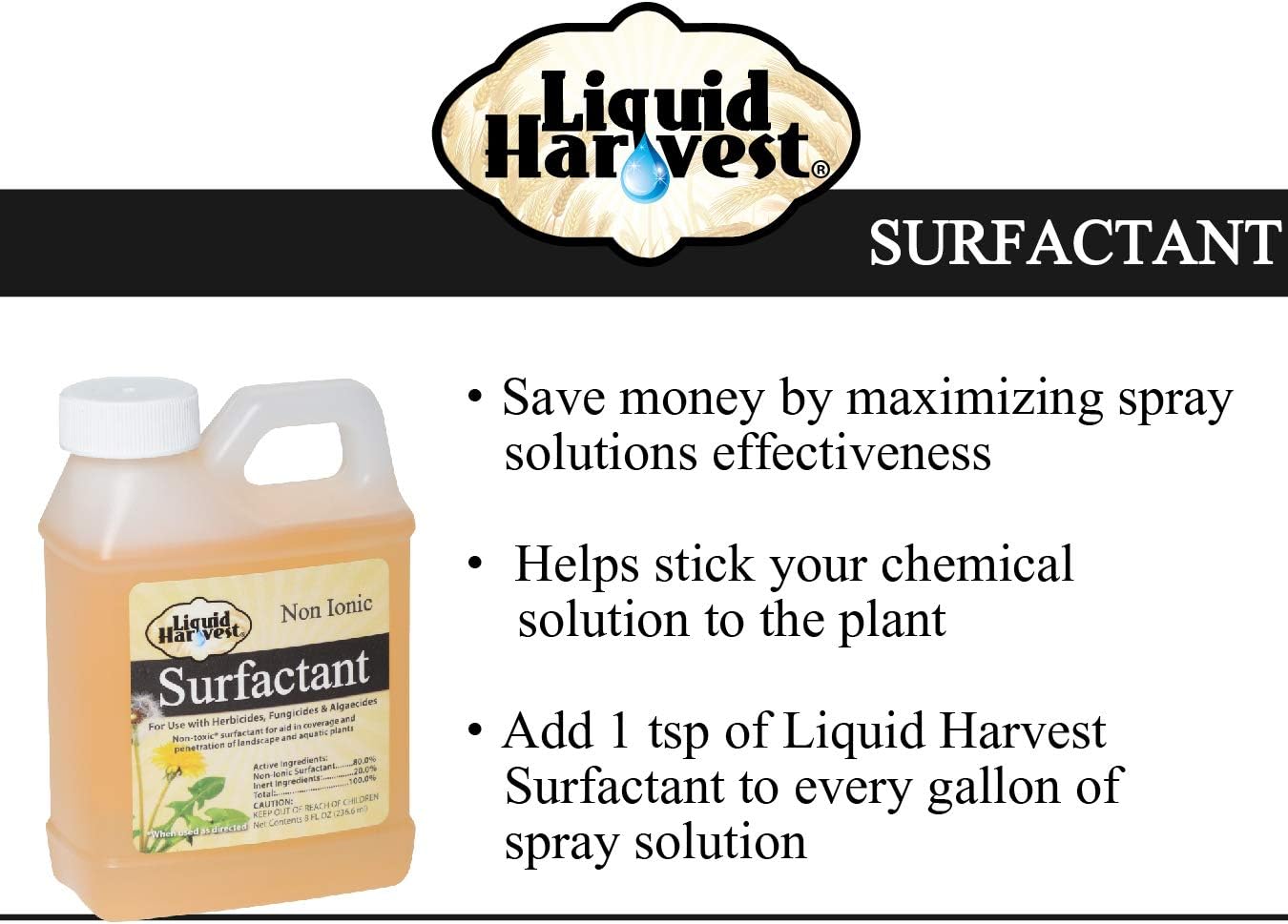 Liquid Harvest Lazer Blue Concentrate Spray Pattern Indicator 8 Ounce & Liquid Harvest Surfactant for Herbicides Non-Ionic 8 Ounce