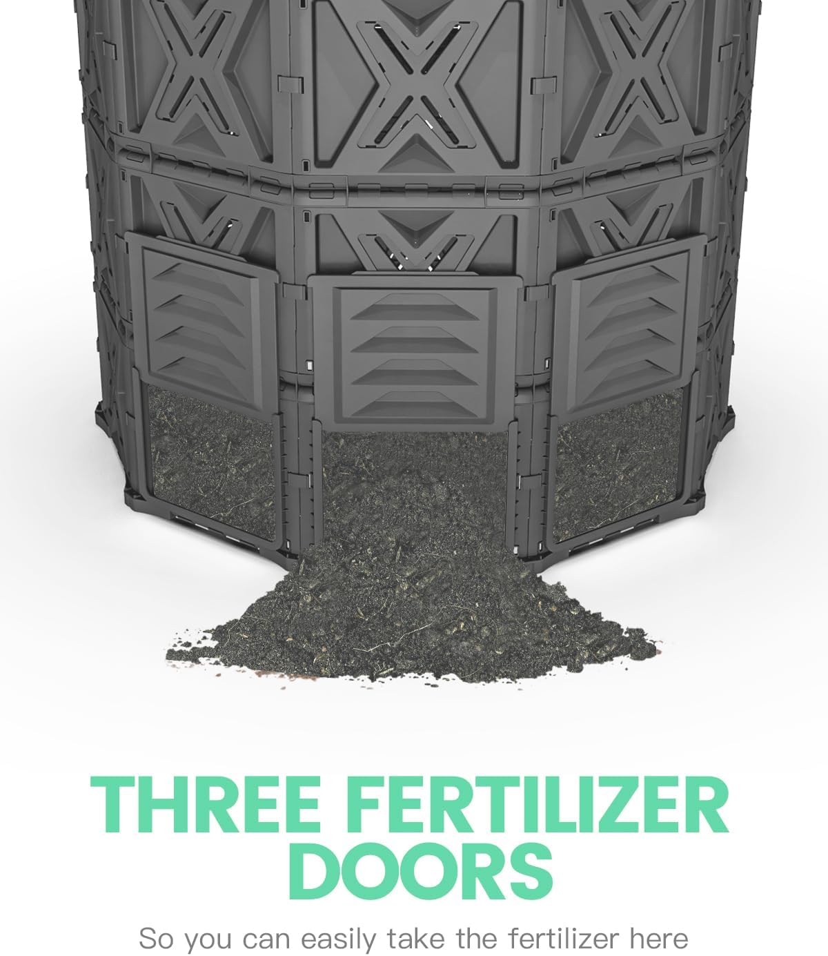 190 Gallon Large Outdoor Compost Bin, 720L Garden Composter with Aeration Vents, BPA-Free PP Panels, Modular Structure with Bottom Access Door and Lid