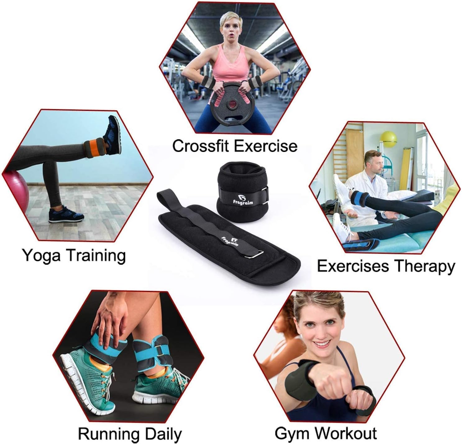 Ankle Weights for Women, Men and Kids - 1/2/3/4/6/8/10/12/15/20 LBS 1 Pair Strength Training Wrist/Leg/Arm Weight with Adjustable Strap for Jogging