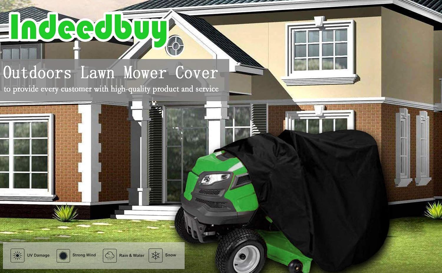 Riding Lawn Mower Cover, Waterproof Tractor Cover Fits Decks up to 54", Heavy Duty 420D Polyester Oxford, Durable, UV
